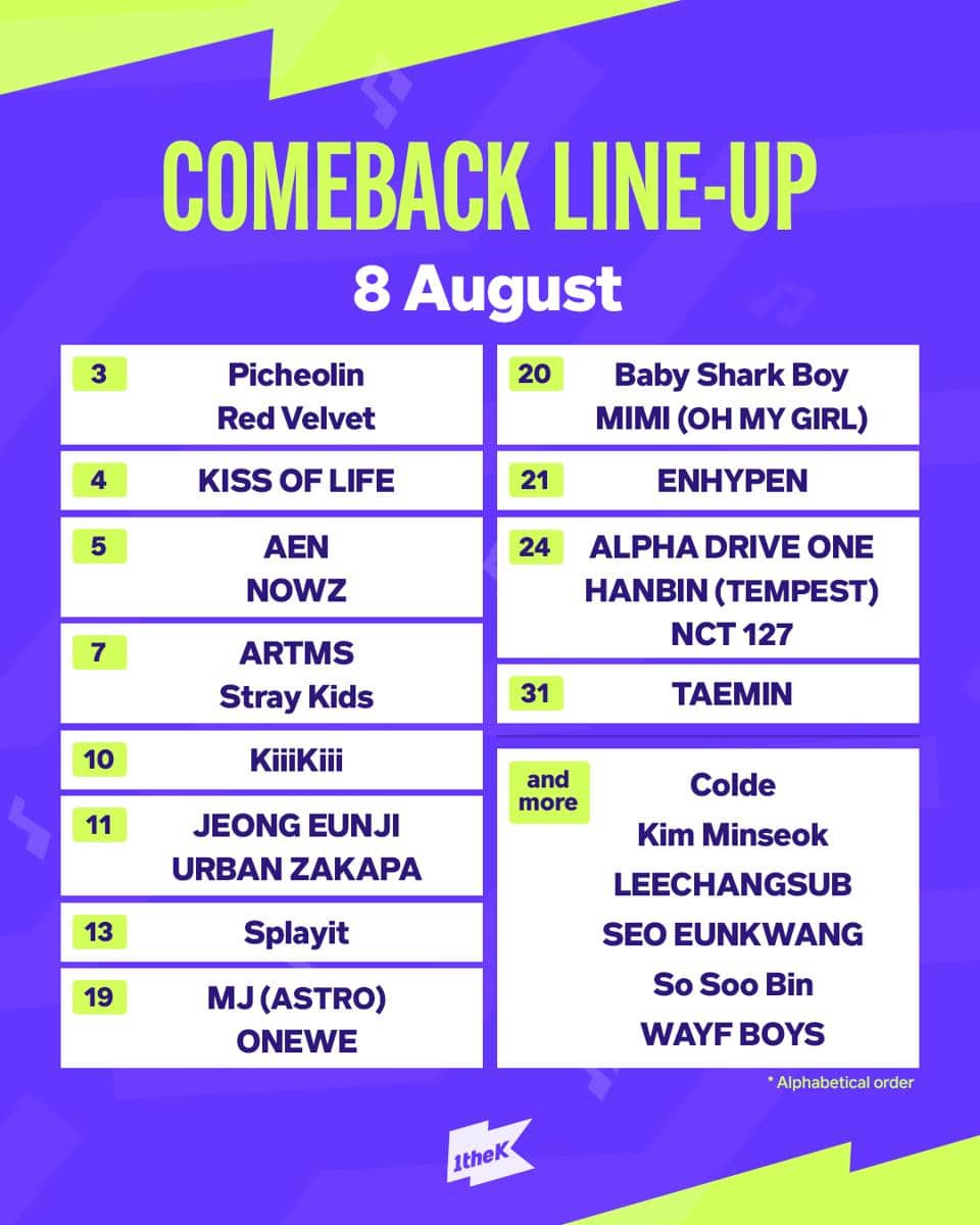 jadwal debut dan comeback idol KPop pada Agustus 2026