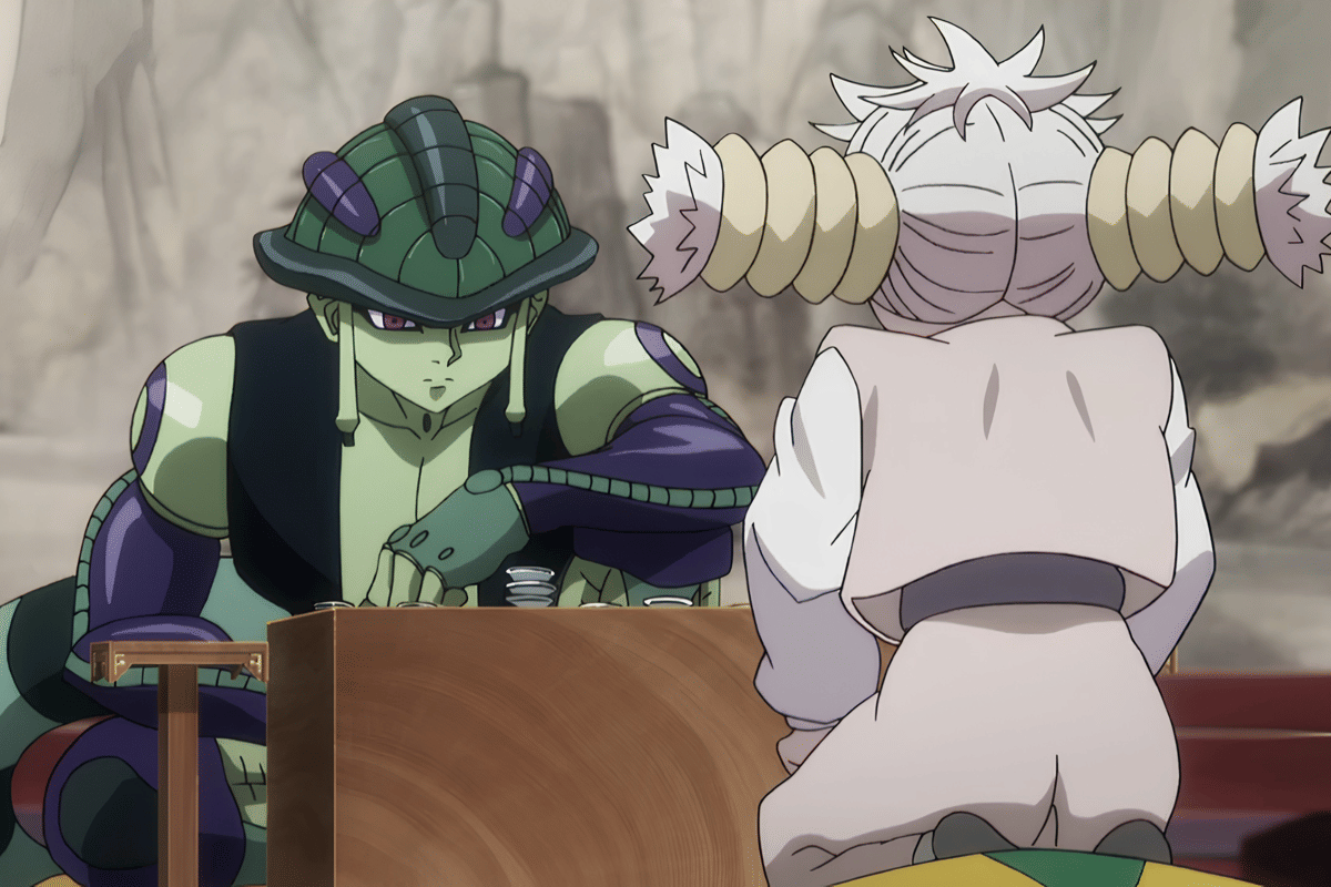 Meruem dan Komugi bertanding Gungi.