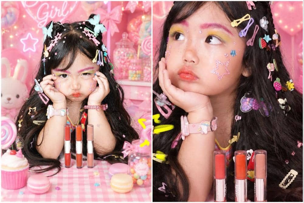 7 Potret Xarena Anak Siti Badriah dengan Make Up Naykilla, Centil!