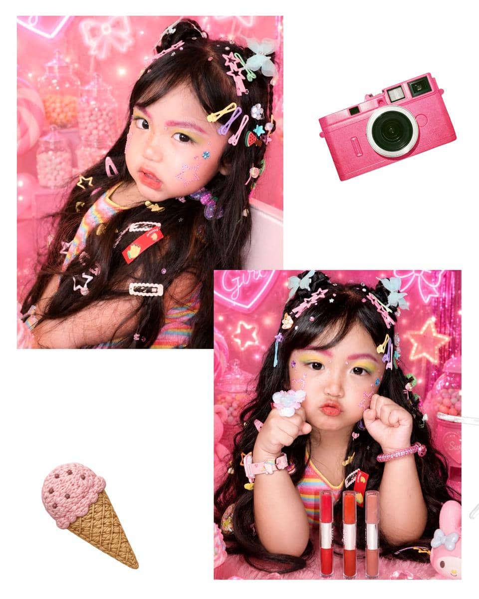 Xarena anak Siti Badriah pakai make up Naykilla