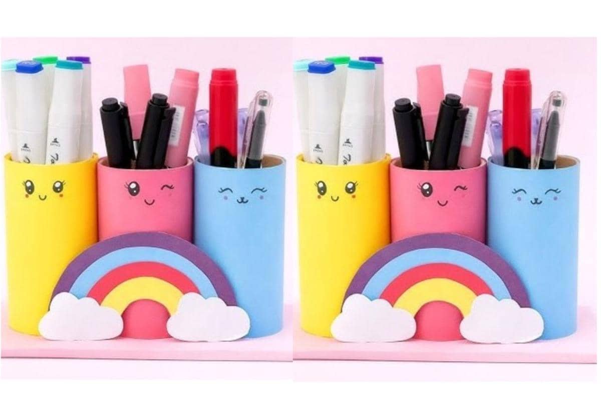 ilustrasi tempat pensil dari rol tisu bekas