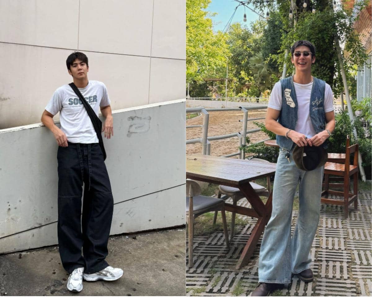 7 Ide Styling T-Shirt dan Baggy Pants ala Ryu Vachirawich, Kece Abis!