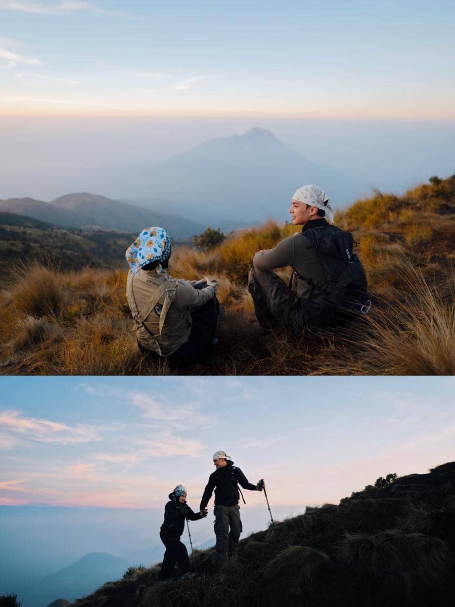 Dinda Hauw dan Rey Mbayang mendaki Gunung Merbabu