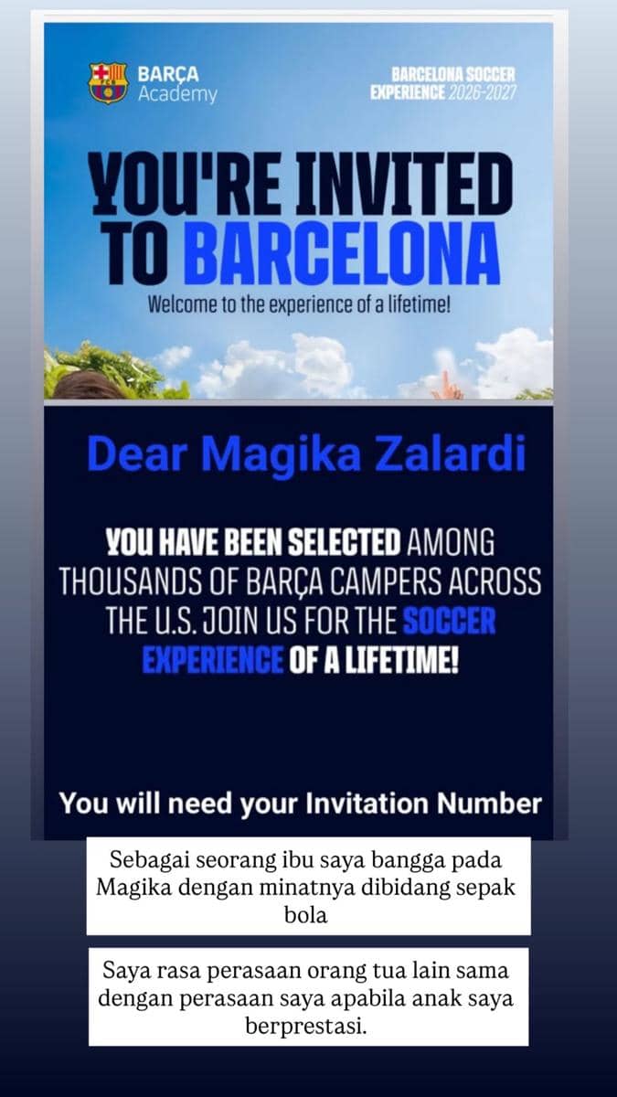Nia Ramadhani bersama anaknya dalam unggahan yang membahas tudingan kelolosan di Barca Academy karena uang.