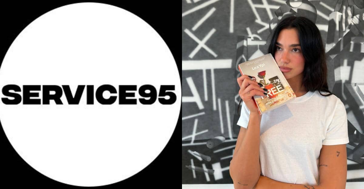 Potret Dua Lipa terkait Service95 Book Club, klub buku yang dipromosikan melalui akun Instagram Service95 Book Club.