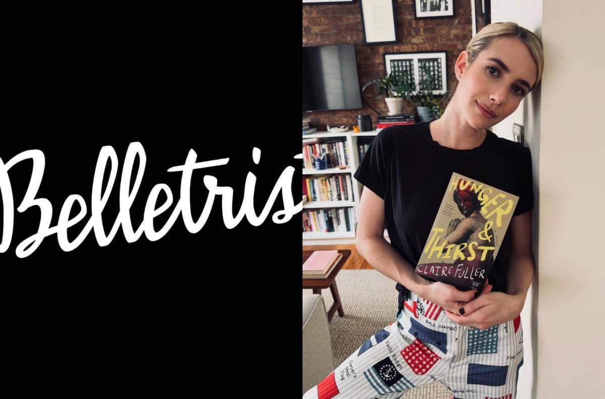 Potret Emma Roberts untuk Belletrist, dengan rambut pirang panjang dan ekspresi tenang menghadap kamera.