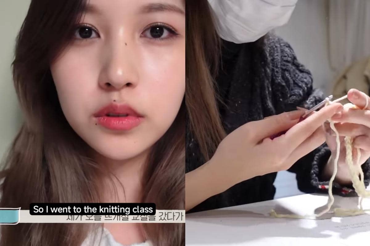 cuplikan Mina TWICE merajut