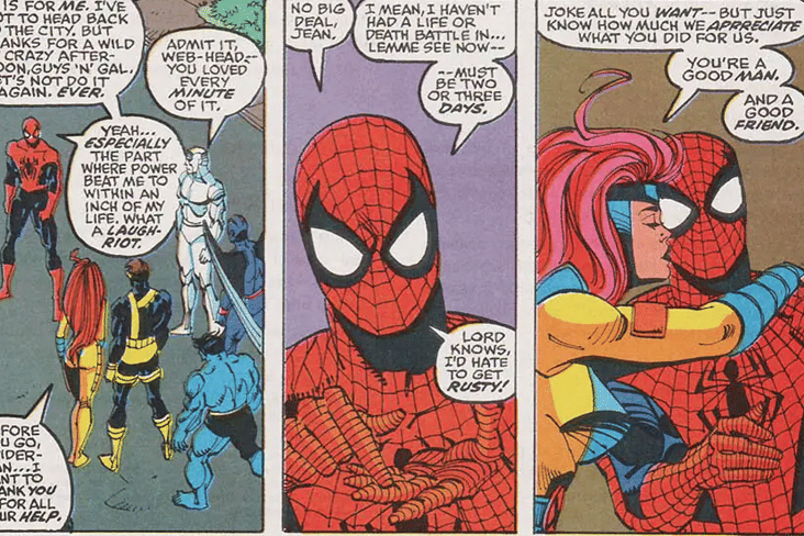 Jean Grey mencium pipi Spider-Man