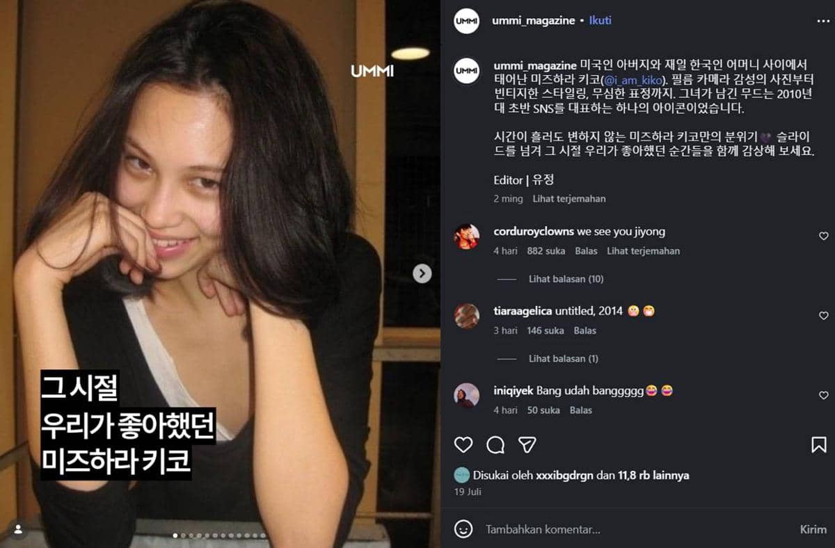 Tangkapan layar akun Instagram yang memperlihatkan G-Dragon menyukai unggahan foto Kiko Mizuhara.