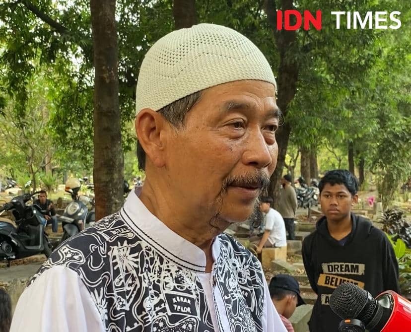 Qubil AJ menghadiri pemakaman Diding Boneng di TPU Menteng Pulo, Jakarta Selatan, pada Senin, 3 Agustus 2026.
