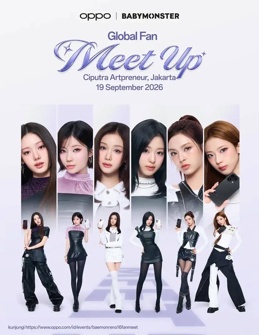 BABYMONSTER dalam acara Global Fan Meet Up di Jakarta pada 2026, diunggah melalui Instagram OPPO Indonesia.