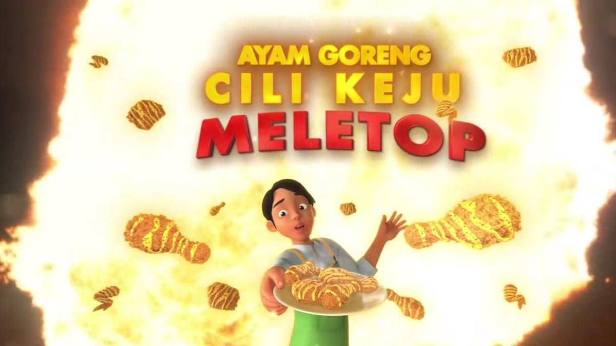 Ayam goreng pedas keju meletup di serial Upin & Ipin