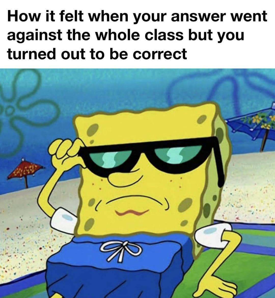 meme SpongeBob tentang kepintaran