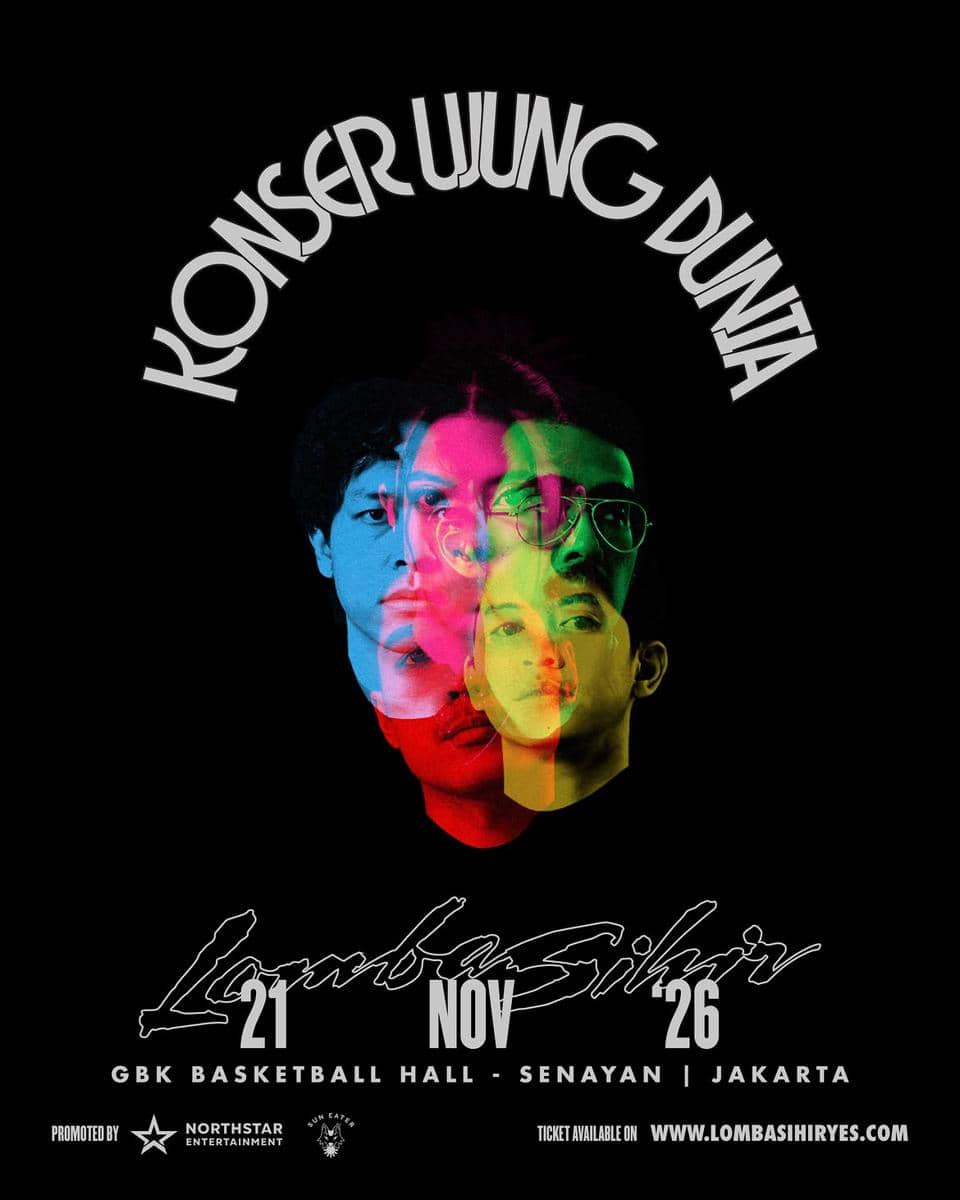 Poster Konser Ujung Dunia dari Lomba Sihir memuat informasi harga tiket konser yang diunggah di Instagram.