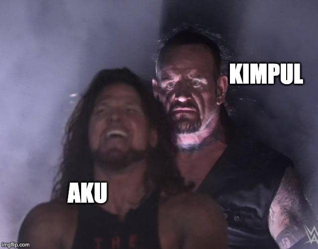 Meme Kimpul dari Imgflip berupa gambar humor dengan teks yang menyertai lelucon tentang tokoh bernama Kimpul.
