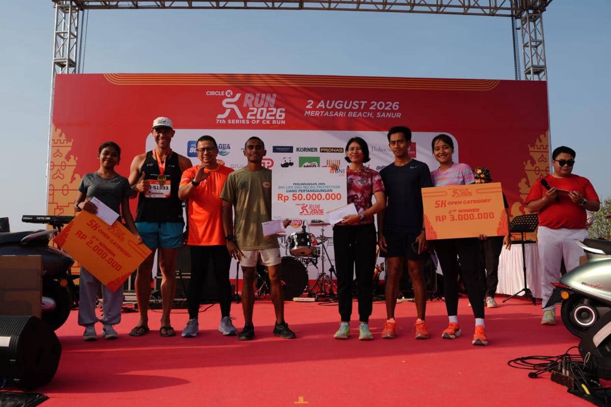 Para peserta berlari dalam ajang CK Run 2026 yang tuntas diselenggarakan oleh Circle K di Bali.