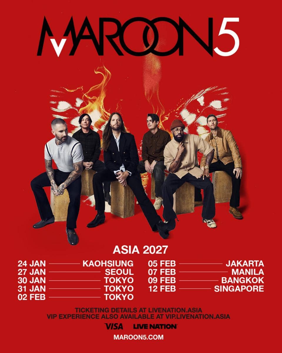 Maroon 5 dijadwalkan bakal gelar konser di Jakarta pada Februari 2027 (instagram.com/livenationasia)