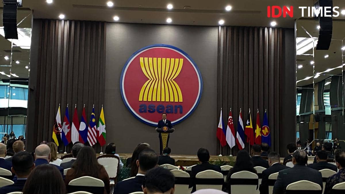 Perdana Menteri Thailand Anutin Charnvirakul menyampaikan policy speech di Sekretariat ASEAN.