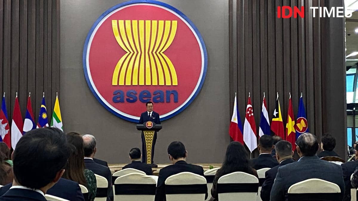 Perdana Menteri Thailand Anutin Charnvirakul menyampaikan policy speech di Sekretariat ASEAN.