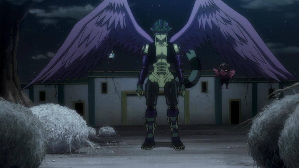 Meruem tampil dalam wujud bersayap, sosok humanoid dari serial Hunter x Hunter karya Yoshihiro Togashi.