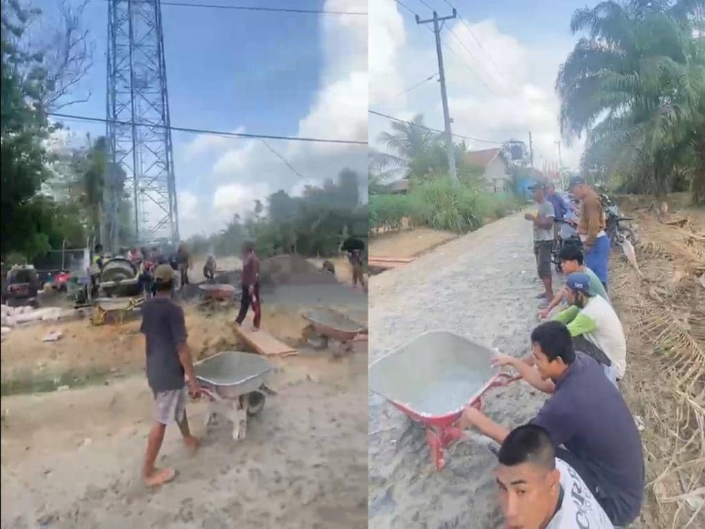 Rusak Bertahun-tahun, Warga Way Kanan Pilih Patungan Cor Jalan Mandiri