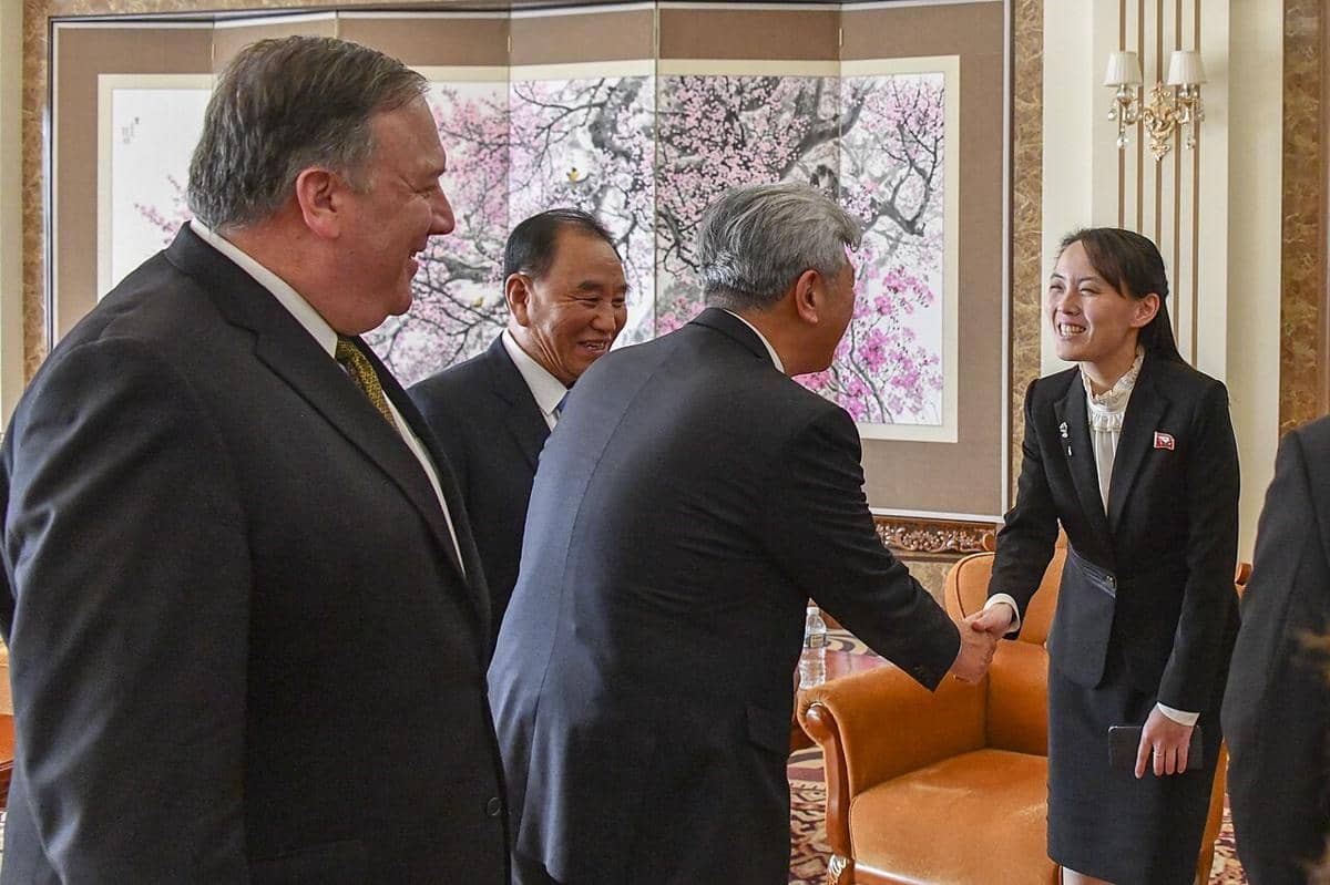 Kim Yo Jong menerima kunjungan mantan Menteri Luar Negeri AS, Michael Pompeo di Pyongyang, Korea Utara pada 2018.