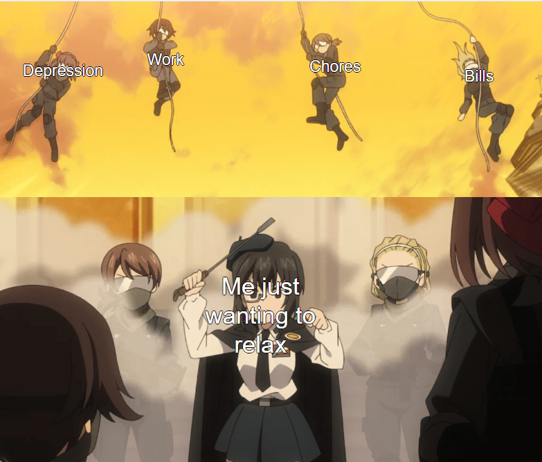 meme anime tentang bersantai