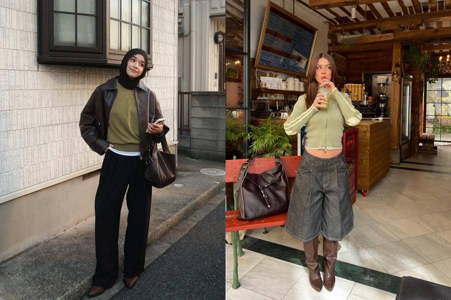 pilihan celana yang cocok dengan baju warna matcha