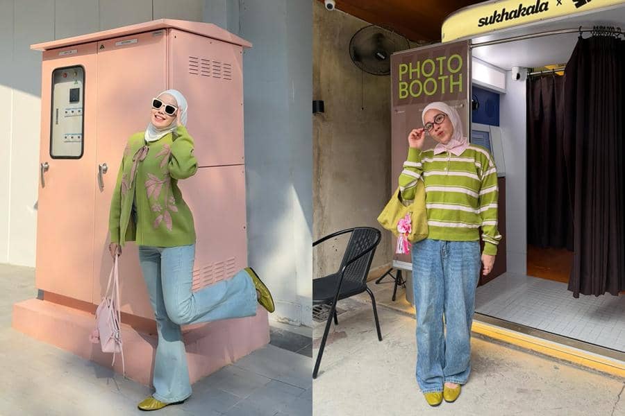 pilihan celana yang cocok dengan baju warna matcha