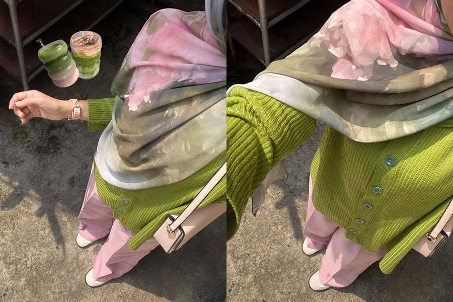 pilihan celana yang cocok dengan baju warna matcha
