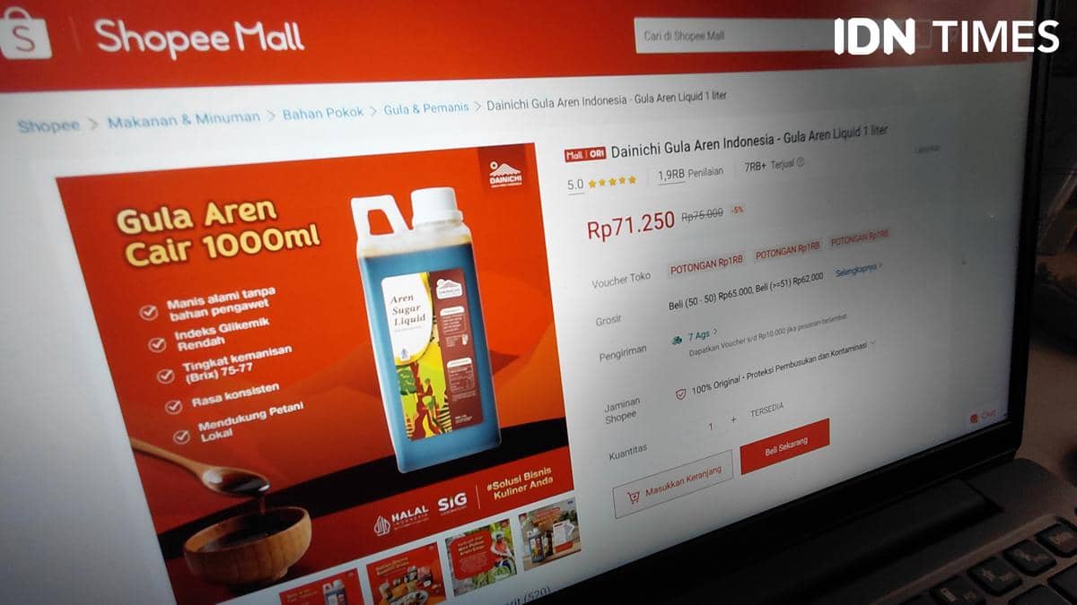 Produk gula aren Dainichi dipasarkan melalui marketplace. (IDN Times/Aan Pranata)