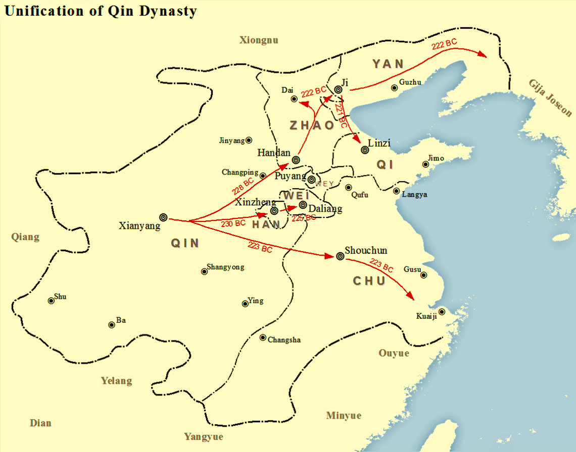 wilayah yang berhasil disatukan Qin Shi Huang