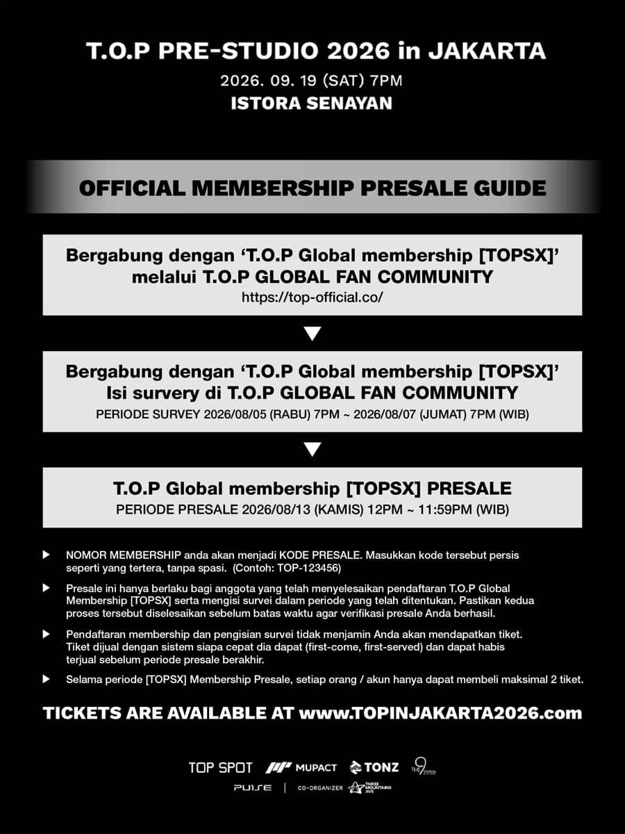 Grafik jadwal war tiket fan meeting T.O.P yang dibagikan melalui akun Instagram threemountainsave tersebut.