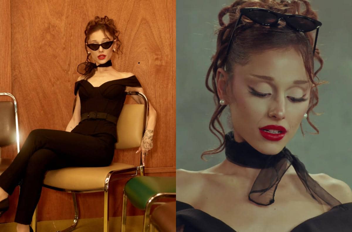 Ariana Grande dengan inspirasi outfit dan makeup bernuansa feminin dalam potret dari Instagram dan YouTube.