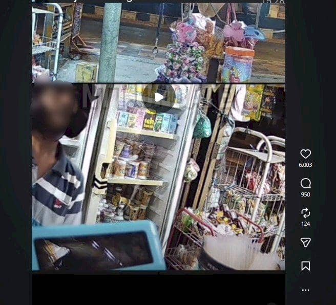 Rekaman CCTV memperlihatkan seorang pria berbelanja di kios di Kupang sambil melakukan tindakan asusila.