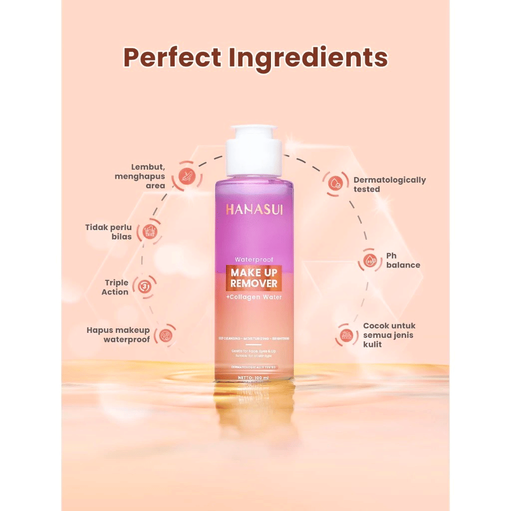 Hanasui Waterproof Make Up Remover + Collagen Water
