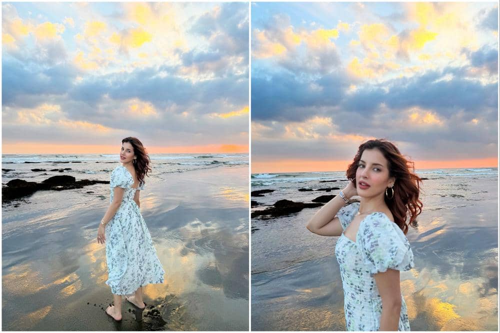 7 Potret Tasya Farasya Menikmati Senja di Tepi Pantai di Bali, Eksotis