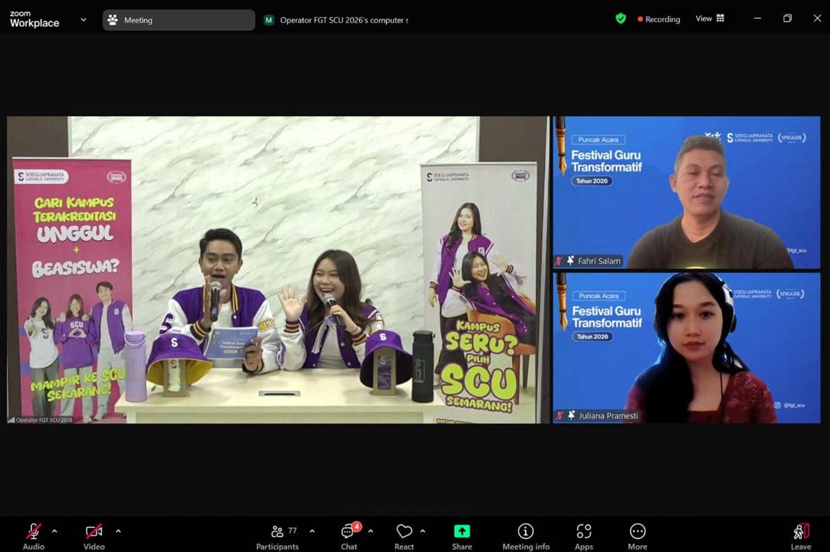 Tayangan daring Puncak Acara Festival Guru Transformatif 2026 yang memaparkan gagasan dari artikel dan video singkat.