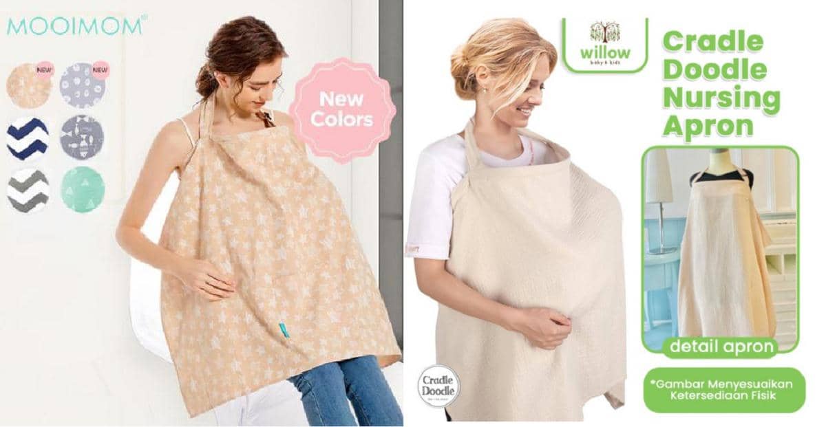 Ilustrasi apron menyusui sebagai penutup yang membantu ibu memberikan ASI kepada bayi dengan lebih nyaman.