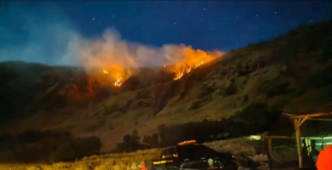 Proses penanganan kebakaran hutan dan lahan atau karhutla yang terjadi di kawasan Gunung Bromo tersebut.