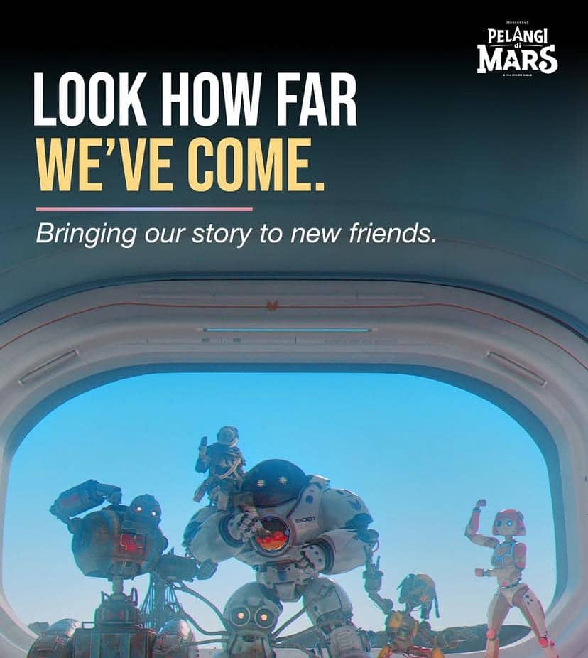 Visual bertema pelangi di Mars yang dikreditkan kepada akun Instagram Pelangi di Mars dalam keterangan.