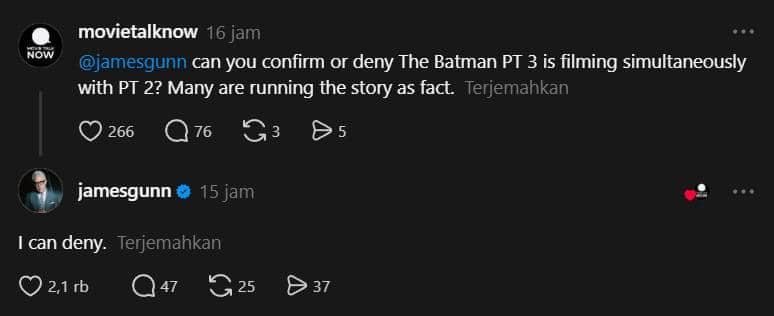James Gunn bantah The Batman Part II dan Part III digarap bersamaan.jpg