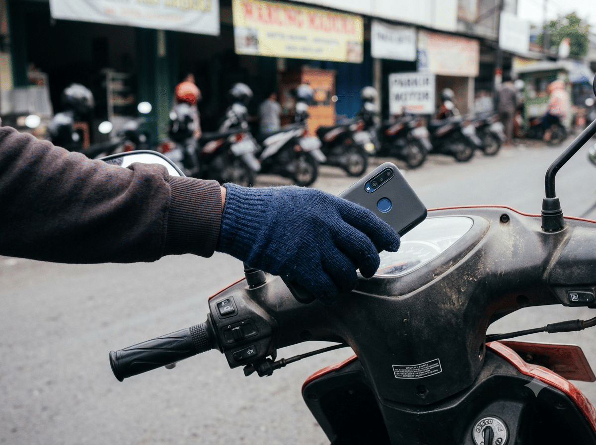 Viral Maling Gasak HP di Dasbor Motor Saat Bonceng Anak-Istri
