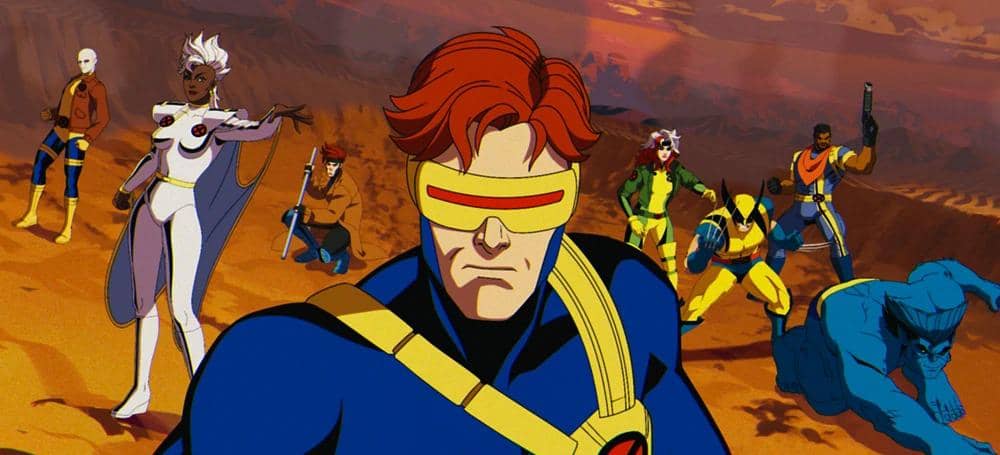 Cyclops berseragam biru dan kuning dengan visor merah dalam serial animasi X-Men '97 produksi Marvel Animation.