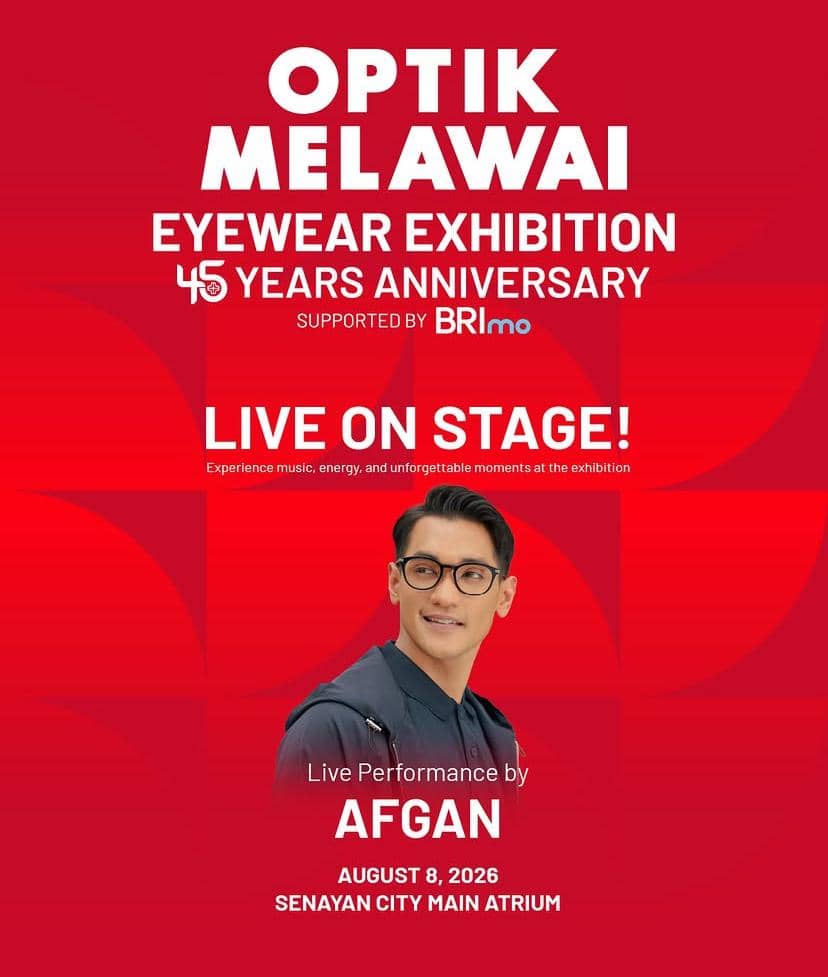 Poster Instagram Optik Melawai mengumumkan pertunjukan musik gratis bagi pengunjung pada 8–9 Agustus 2026.