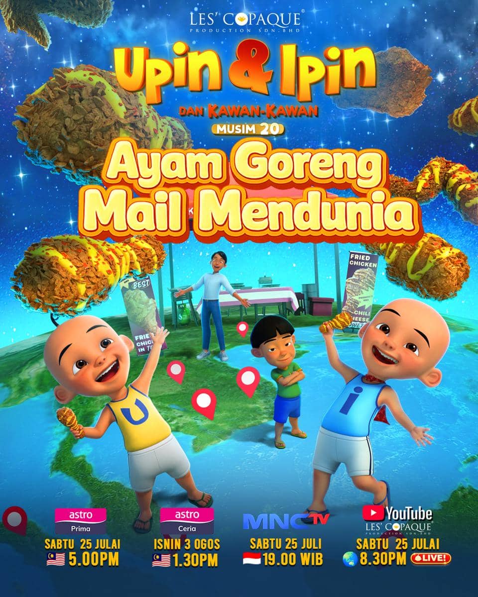 Karakter animasi Upin dan Ipin pada unggahan terbaru dari akun Instagram resmi @upinipinofficial.