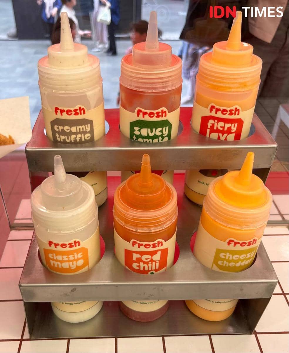 Potret pilihan saus di Fresh Batch, Blok M, Jakarta Selatan