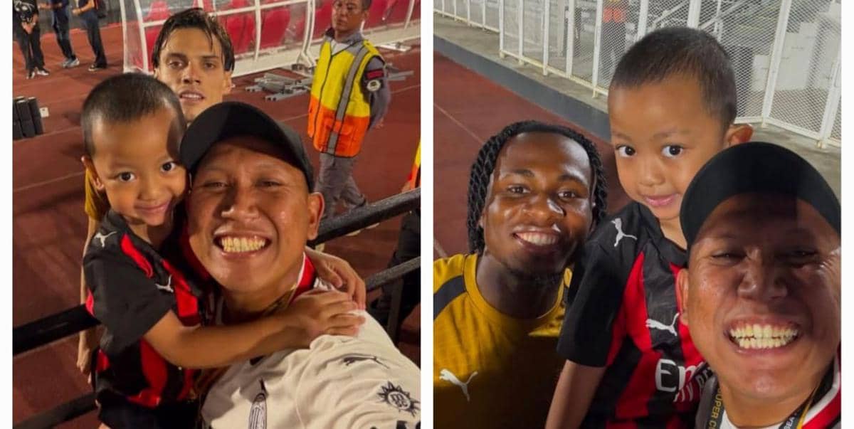 9 Potret Oki Rengga dan Anak Jumpa Pemain AC Milan Latihan di Stadion