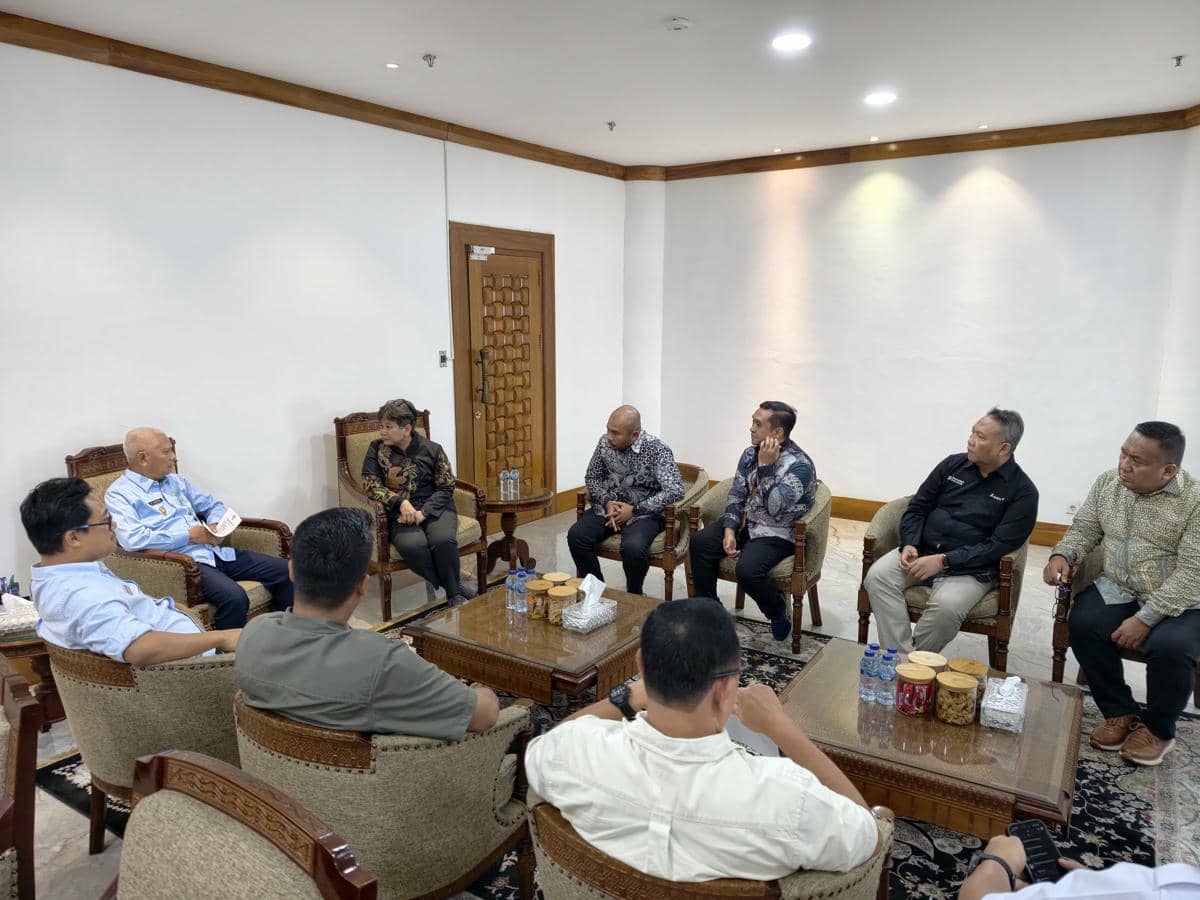 Wakil Gubernur Sumut Surya berbincang dengan Direktur Utama Inalum Meli Sarnita dalam pertemuan resmi.