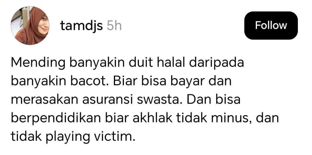 Unggahan dokter Tamara Dewi Jasmine sebelum viral di media sosial Threads karena dianggap nirempati terhadap pasien